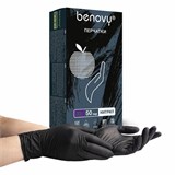 {{photo.Alt || photo.Description || 'Перчатки нитриловые смотровые 50 пар (100 штук), размер 9-10, XL (очень большой), черные, BENOVY MultiColor, К'}}