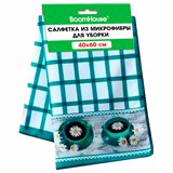 Салфетка из МИКРОФИБРЫ универсальная 40х60см, бирюзовая клетка, орнамент, 240г/м2, BOOMHOUSE, 700879 700879