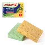 {{photo.Alt || photo.Description || 'Губки бытовые, 20х95х65 мм, КОМПЛЕКТ 2 шт., ЦЕЛЛЮЛОЗНЫЕ (губчатые) для посуды/уборки, LAIMA, К1000, 601590'}}