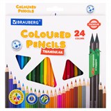 {{photo.Alt || photo.Description || 'Карандаши цветные BRAUBERG PREMIUM 24 цвета + 2 чернографитных карандаша, трехгранные, грифель 3 мм, 181937'}}