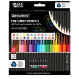 {{photo.Alt || photo.Description || 'Карандаши цветные чёрное дерево BRAUBERG BLACK WOOD, 24 цвета, трехгранные, мягкий грифель 3 мм, 181949'}}