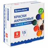 {{photo.Alt || photo.Description || 'Краски акриловые для рисования и творчества 9 цветов по 15 мл, BRAUBERG, 192563'}}
