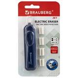 {{photo.Alt || photo.Description || 'Ластик электрический BRAUBERG "JET", питание от 2 батареек ААА, 8 сменных ластиков, синий, 229616'}}