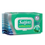 Салфетки влажные, 72 шт., SALFETI Antibacterial, антибактериальные, крышка-клапан 128653