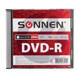 {{photo.Alt || photo.Description || 'Диск DVD-R SONNEN, 4,7 Gb, 16x, Slim Case (1 штука), 512575'}}