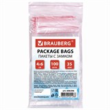 {{photo.Alt || photo.Description || 'Пакеты с замком ZIP LOCK "зиплок", комплект 100 шт., 40х60 мм, ПВД, толщина 35 микрон, BRAUBERG, 606206'}}