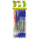 {{photo.Alt || photo.Description || 'Ручки шариковые и гелевые STAFF "Basic ST-01", НАБОР 6 ШТУК, АССОРТИ, узел 0,7 мм, линия письма 0,35 мм, 144080'}}