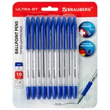 {{photo.Alt || photo.Description || 'Ручки шариковые с грипом BRAUBERG "ULTRA GT", НАБОР 10 ШТУК, СИНИЕ, линия 0,5 мм, блистер, 144056'}}