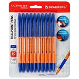 {{photo.Alt || photo.Description || 'Ручки шариковые с грипом BRAUBERG "ULTRA GT ORANGE", НАБОР 10 ШТУК, СИНИЕ, 0,35 мм, блистер, 144057'}}