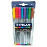 {{photo.Alt || photo.Description || 'Ручки шариковые масляные PENSAN "Triball Colored", НАБОР 8 шт., АССОРТИ, узел 1 мм, линия письма 0,5 мм, 1003/PVC8'}}