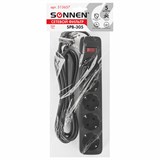 {{photo.Alt || photo.Description || 'Сетевой фильтр SONNEN SPB-305, 5 розеток с заземлением, выключатель, 10 А, 3 м, черный, 513657'}}