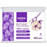 {{photo.Alt || photo.Description || 'Ватные палочки 100 шт., AMRA, пакет, П00066647'}}