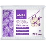 {{photo.Alt || photo.Description || 'Ватные палочки 200 шт., AMRA, пакет, П00066646'}}