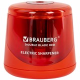 {{photo.Alt || photo.Description || 'Точилка электрическая BRAUBERG DOUBLE BLADE RED, двойное лезвие, питание от 2 батареек АА, 271338'}}
