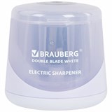 {{photo.Alt || photo.Description || 'Точилка электрическая BRAUBERG DOUBLE BLADE WHITE, двойное лезвие, питание от 2 батареек, 271337'}}