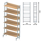 Стеллаж на металлокаркасе односторонний 1900х900х320 мм, серый каркас, 6 полок ЛДСП бук 531375