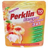 {{photo.Alt || photo.Description || 'Капсулы для стирки белья, концентрат, GIGA PACK, 3 в 1 с кондиционером, ПЕРСИК, 110 шт., PERKLIN (ПЕРКЛИН), 609785'}}
