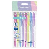 {{photo.Alt || photo.Description || 'Ручки шариковые BRAUBERG "X-333 PASTEL", НАБОР 8 ШТУК, СИНИЕ, узел 0,7 мм, линия письма 0,35 мм, 144531'}}