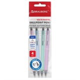 {{photo.Alt || photo.Description || 'Ручки шариковые автоматические BRAUBERG "VIVID PASTEL", СИНИЕ, НАБОР 4 ШТУКИ, soft-touch, пишущий узел 0,7 мм, линия письма 0,35 мм, 144408'}}