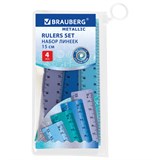 {{photo.Alt || photo.Description || 'Линейки пластиковые 15 см, металлик, BRAUBERG, НАБОР 4 штуки, непрозрачные, пенал, 210882'}}
