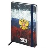 {{photo.Alt || photo.Description || 'Ежедневник датированный 2027 с резинкой, 145х203 мм, А5, BRAUBERG, твердый, фольга, "Russia", 117818'}}