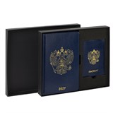 {{photo.Alt || photo.Description || 'Ежедневник датированный 2027 в подарочном наборе с обложкой для паспорта BRAUBERG, под кожу, "State", синий, 118703'}}