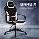 Кресло компьютерное BRABIX "Alpha GM-018", ткань/экокожа, черное/белое, 532640, GM-018_532640 532640