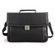Портфель из натуральной кожи, 38х27х12 см, 2 отделения, замок с ключом, черный, 2-237 240365