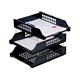 Лотки горизонтальные для бумаг, НАБОР 3 шт. (340х260х240 мм), на металлических стержнях, черные, "Strong", ЛТГ-63795 235922