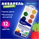 Краски акварельные BRAUBERG 12 цветов "АКАДЕМИЯ КЛАССИЧЕСКАЯ", медовые, круглые кюветы, 192554 192554 - фото 271410