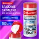 Салфетки для экранов всех типов и оптики BRAUBERG ТОП, туба 100 шт., влажные, 513812 513812 - фото 280035