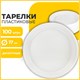 Одноразовые тарелки десертные, КОМПЛЕКТ 100 шт., пластик, d=170 мм, БЮДЖЕТ, белые, ПС, холодное/горячее, LAIMA, 600942 600942 - фото 281396
