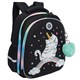 Ранец GRIZZLY анатомическая спинка, c брелоком, для девочек, RAINBOW CAT, 36х28х20 см, RAz-486-2/1 272786 - фото 330759