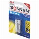 Батарейки КОМПЛЕКТ 2 шт., SONNEN Alkaline, AAA (LR03, 24А), алкалиновые, мизинчиковые, блистер, 451087 451087