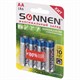 Батарейки КОМПЛЕКТ 4 шт., SONNEN Super Alkaline, АА (LR6,15А), алкалиновые, пальчиковые, блистер, 451094 451094
