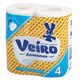 Бумага туалетная бытовая, спайка 4 шт., 2-х слойная (4х15 м), VEIRO "Домашняя", белая, 1с24 128024