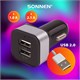 Зарядное устройство автомобильное SONNEN, 2 порта USB, выходной ток 2,1 А, черное-белое, 454796 454796