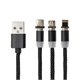 Кабель магнитный для зарядки 3 в 1 USB 2.0-Micro USB/Type-C/Ligtning, 1 м, SONNEN, черный, 513561 513561