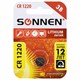 Батарейка литиевая SONNEN Lithium CR1220 "таблетка, дисковая, кнопочная" 1 шт., блистер, 455597 455597 - фото 336920