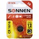 Батарейка литиевая SONNEN Lithium CR1616 "таблетка, дисковая, кнопочная" 1 шт., блистер, 455598 455598 - фото 336928
