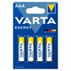 Батарейки алкалиновые "мизинчиковые" КОМПЛЕКТ 4 шт., VARTA ENERGY, ААА (LR03,15А), блистер 457402 - фото 337822