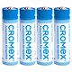 Батарейки алкалиновые "пальчиковые" КОМПЛЕКТ 4 шт., CROMEX (КРОМЕКС) Alkaline, AA (LR6, 15A), блистер, 457130 457130