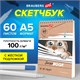 Скетчбук, белая бумага 100 г/м2, 140х201 мм, 60 л., гребень, жёсткая подложка, BRAUBERG ART DEBUT, "Котик!", 115062 115062