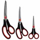 Ножницы BRAUBERG НАБОР 3 шт. (140, 190, 230 мм), черно-красные ручки, ВЫГОДНАЯ УПАКОВКА, 238168 238168