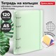 Тетрадь на кольцах А5 175х220 мм, 120 л., пластик с блестками, с резинкой и разделителями, BRAUBERG, Зеленый, 404632 404632