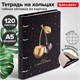 Тетрадь на кольцах А5 160х212 мм, 120 листов, картон, фольга, клетка, BRAUBERG, "Black&Gold", 404735 404735