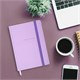 Блокнот с резинкой в клетку 96 л., А5 145х203 мм, твердая обложка, BRAUBERG, "Minimal", сиреневый, 116322 116322