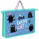 Папка на молнии с ручками ПИФАГОР А4, 1 отделение, пластик, ручки-шнурок, "Funny cats", 273353 273353