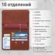 Обложка для паспорта и документов с защитой от считывания, 9 карманов, резинка, экокожа, коричневая, BRAUBERG, 238751 238751