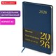 Еженедельник датированный 2026, А5, 145х215 мм, BRAUBERG "Iguana", под кожу, синий, 117170 117170